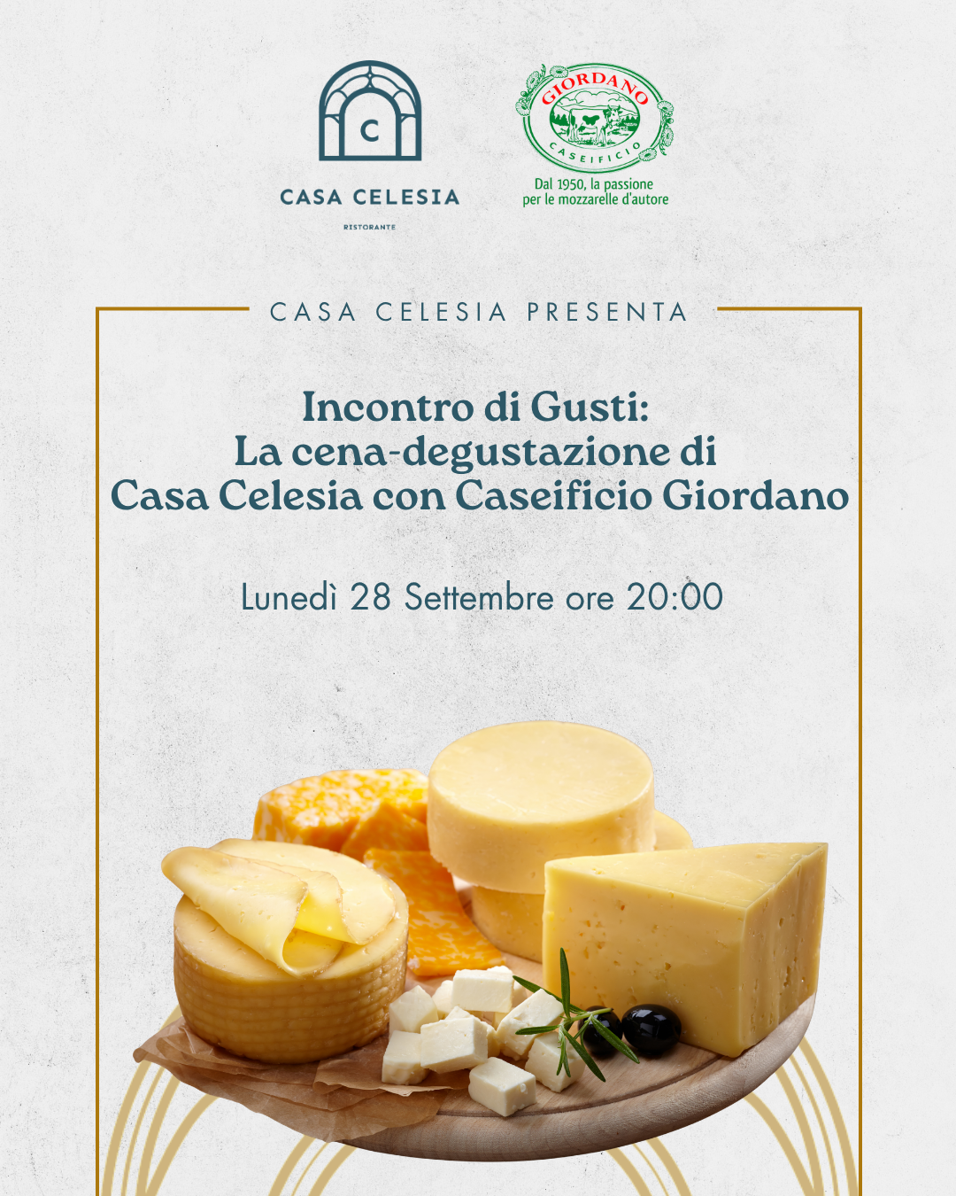 Locandina dell'evento: La cena-degustazione di Casa Celesia con Caseificio Giordano